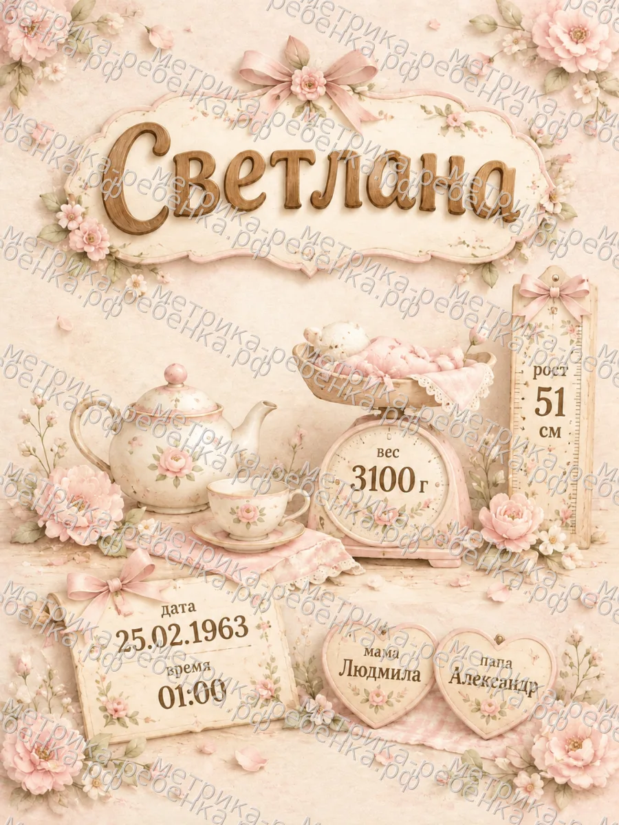 Метрики для имени Светлана