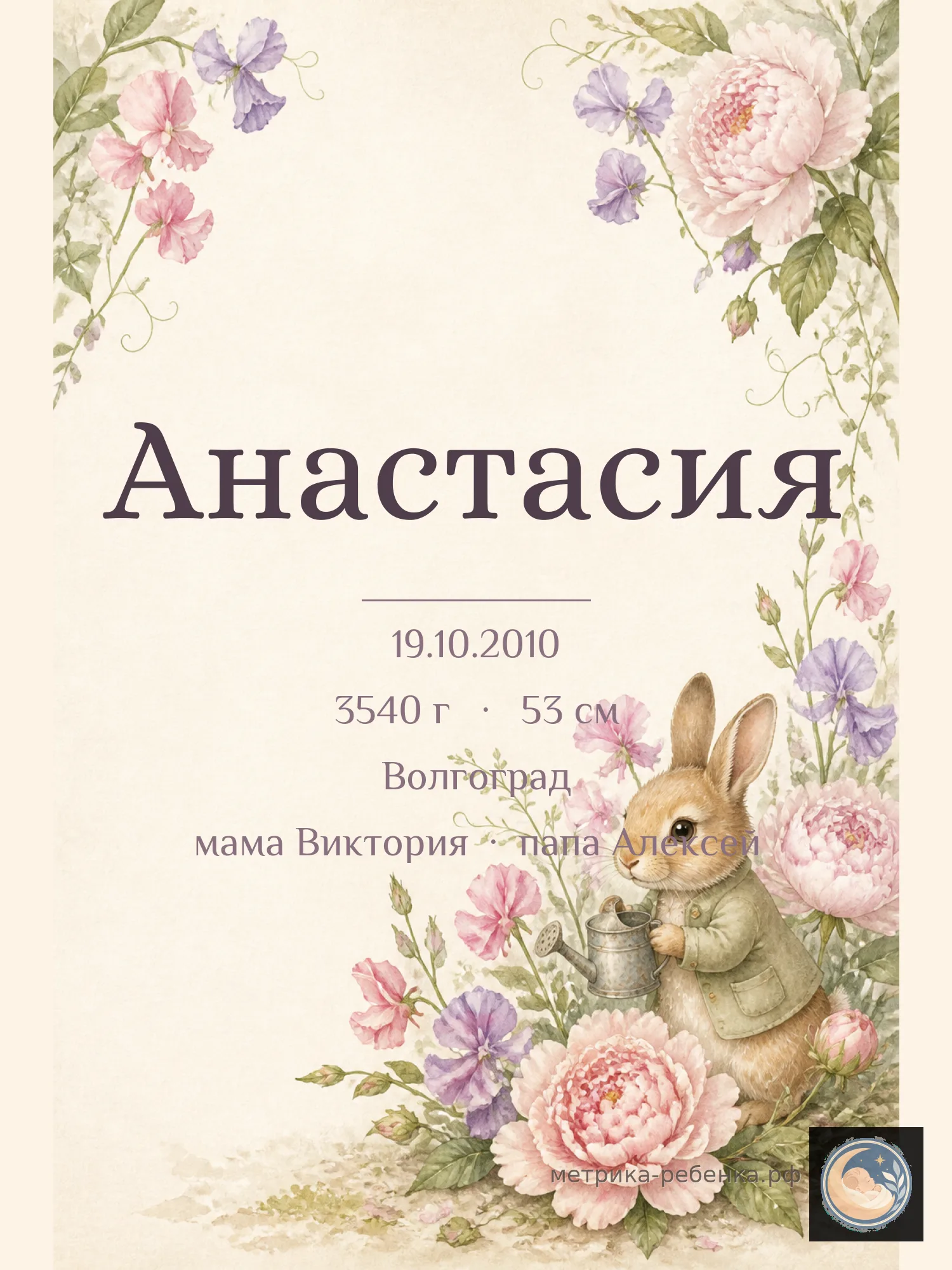 Метрика Анастасия