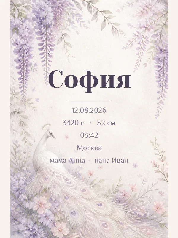 Метрика «Белый павлин» — пример